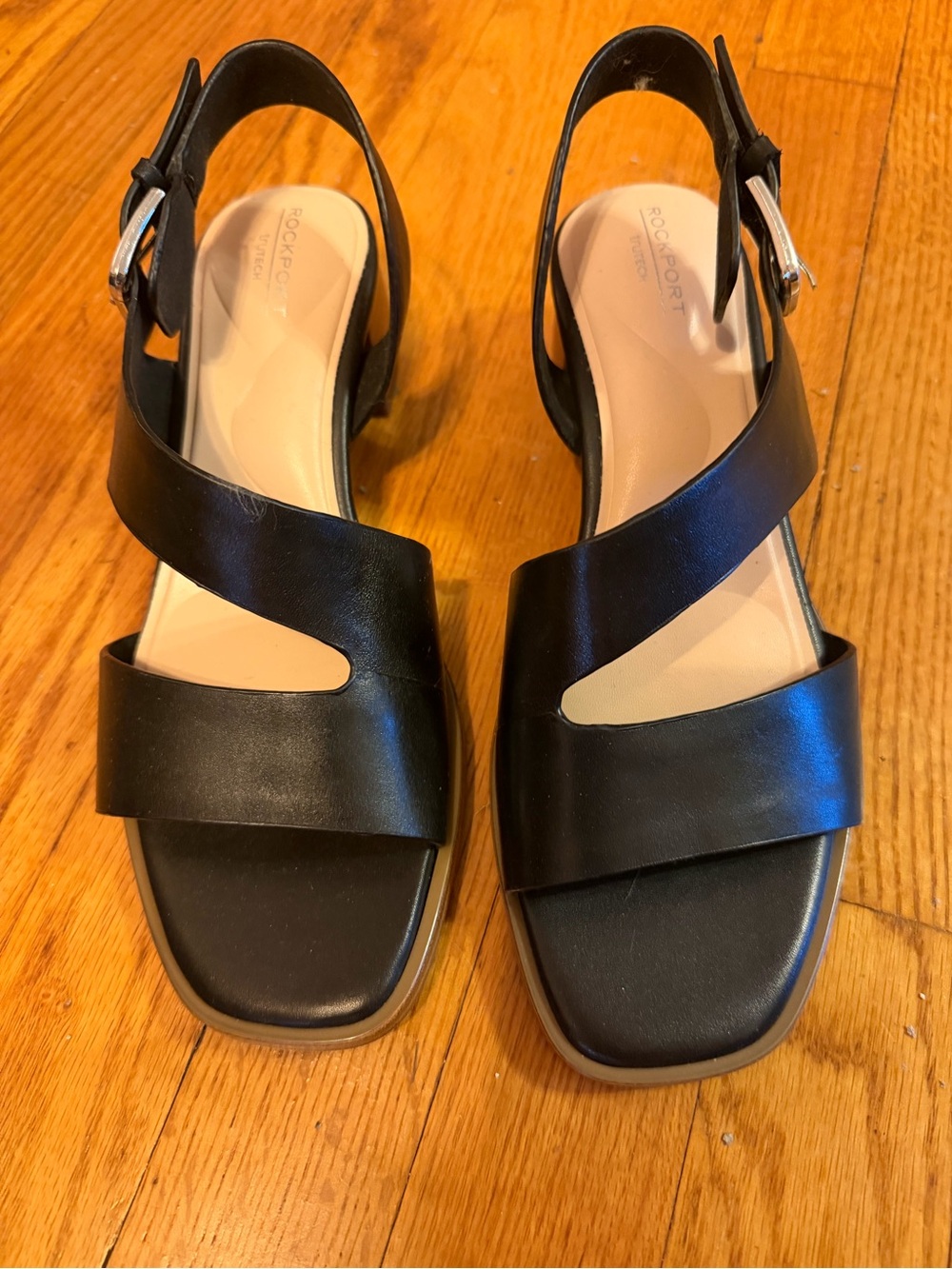 Rockport Black Leather Crisscross Slingback Sandals